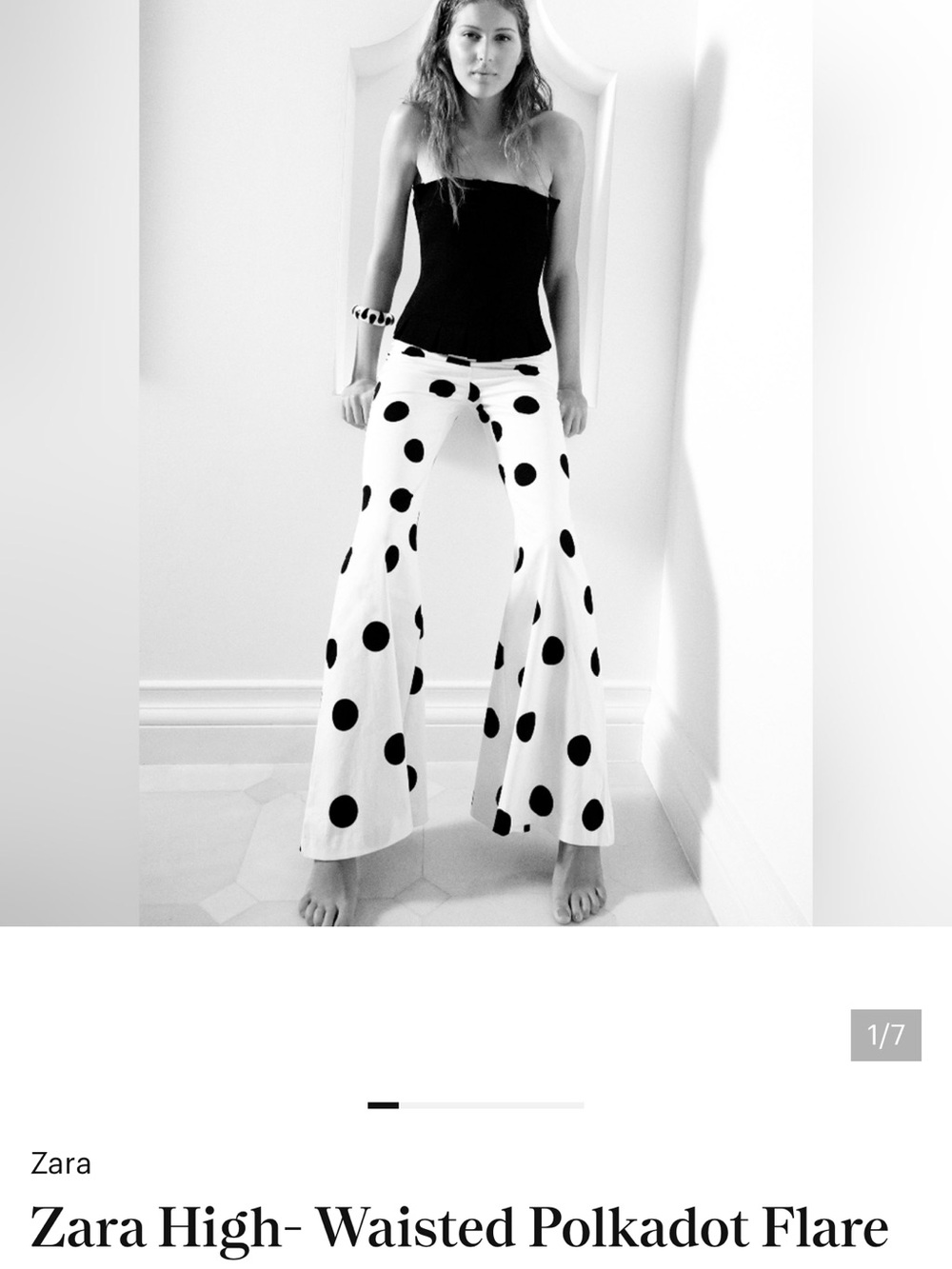 Zara White Polka Dot Flare Pants NWT!
